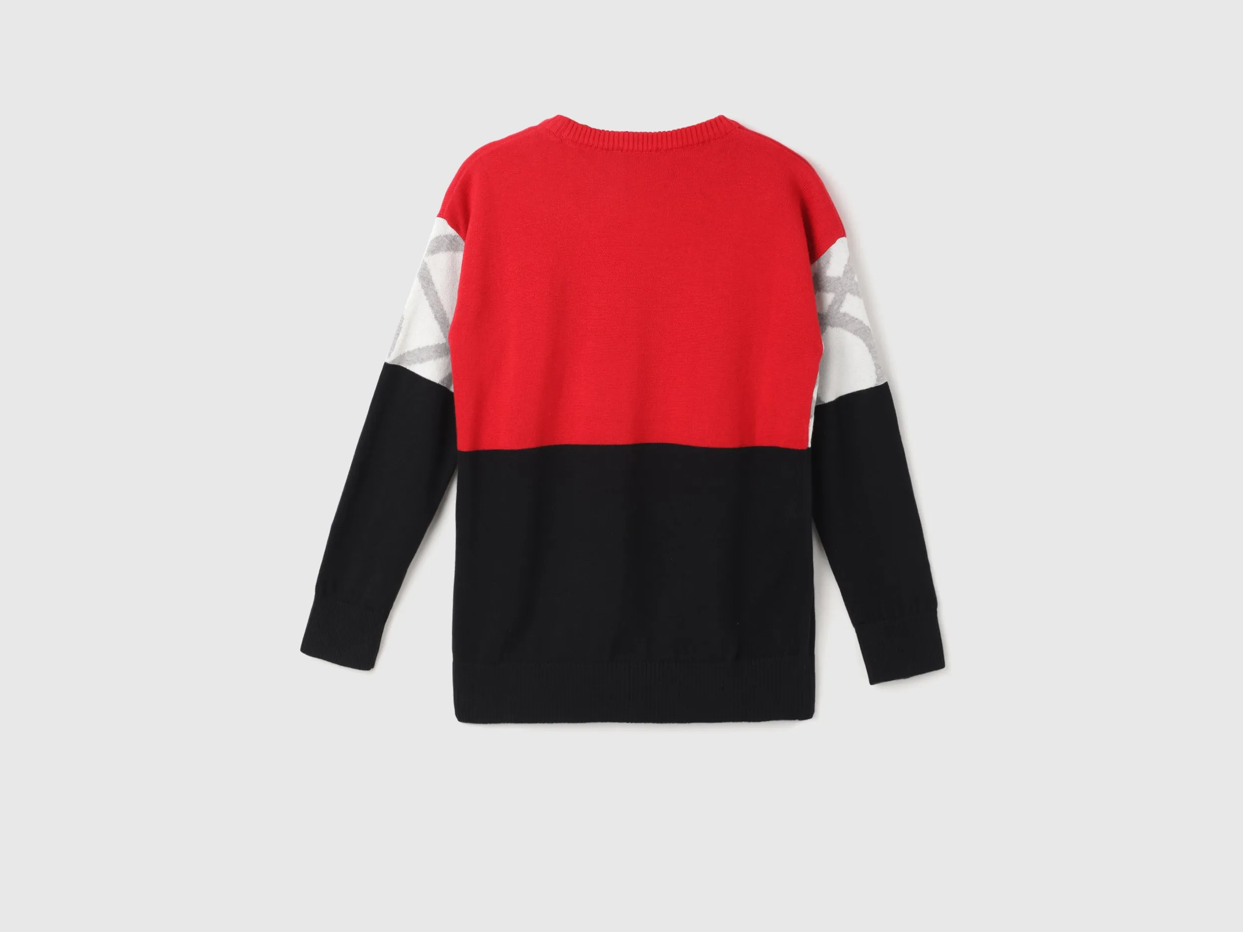 Boy's Regular Fit Round Neck Color Block Sweaters