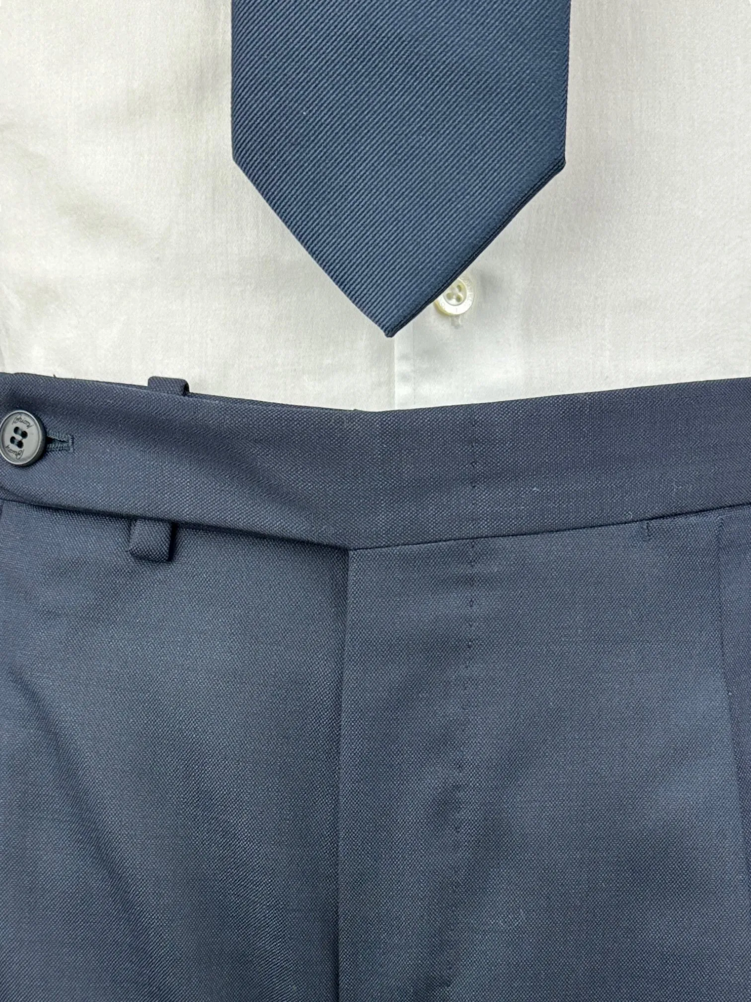 Brioni Blue Micro-Pattern Wool Trousers