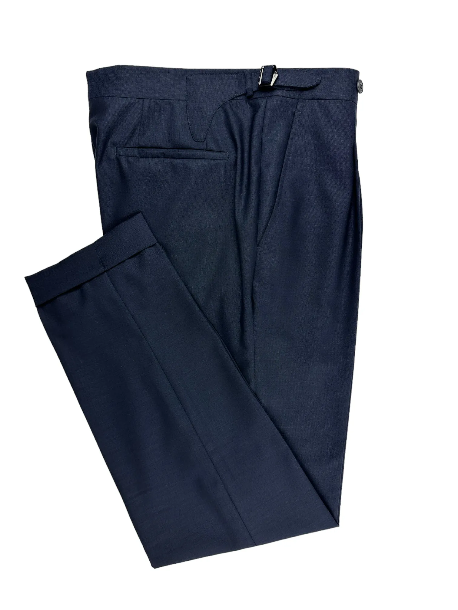 Brioni Blue Micro-Pattern Wool Trousers
