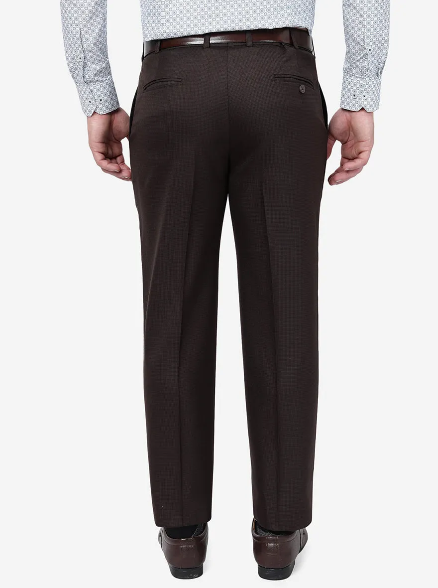 Brown Solid Classic Fit Formal Trouser | JadeBlue