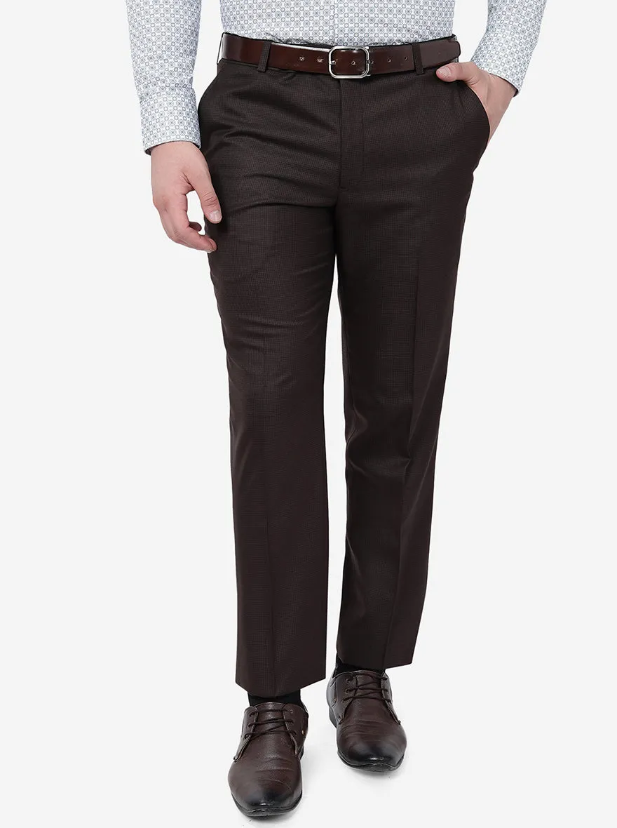 Brown Solid Classic Fit Formal Trouser | JadeBlue