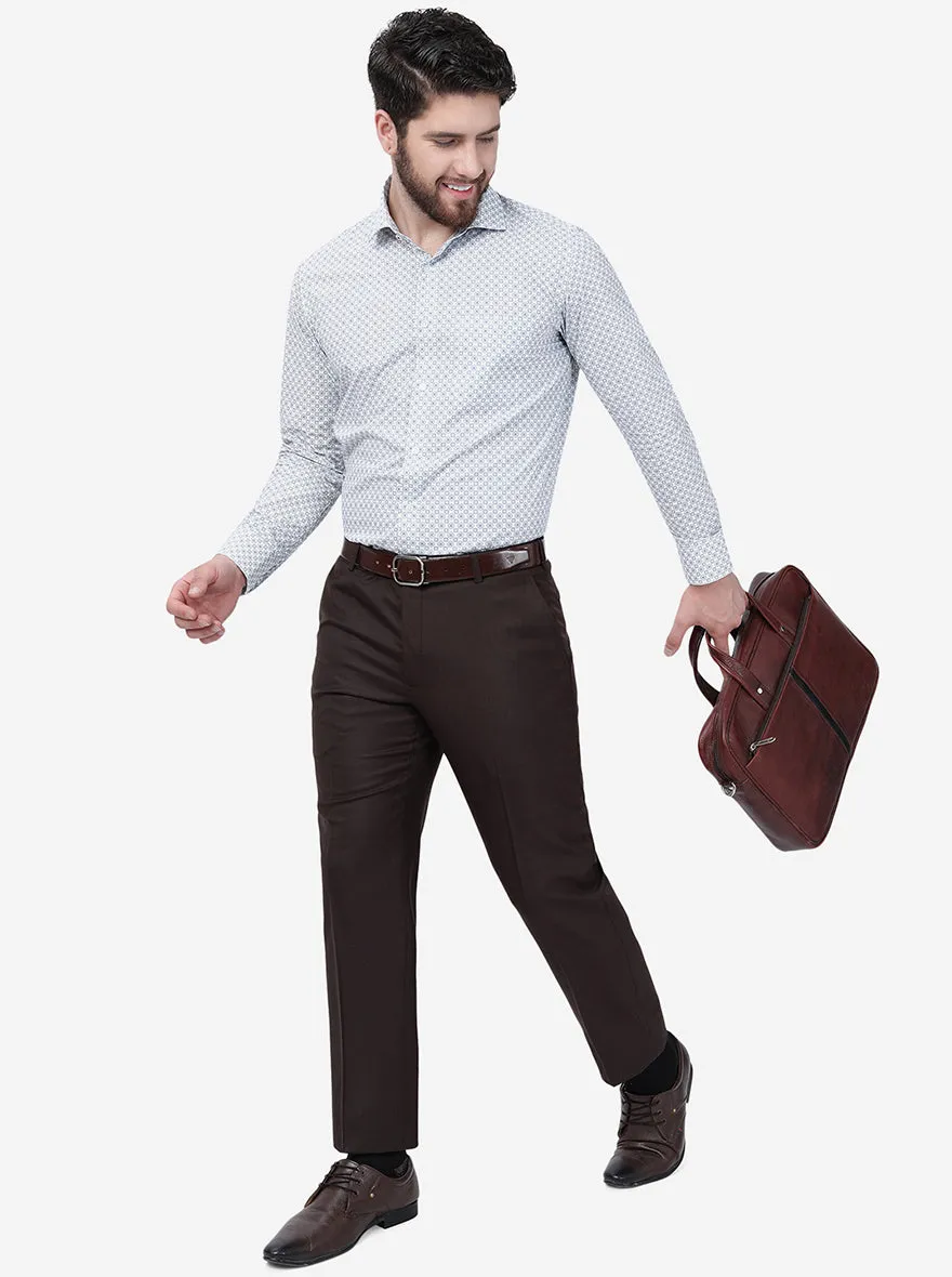 Brown Solid Classic Fit Formal Trouser | JadeBlue