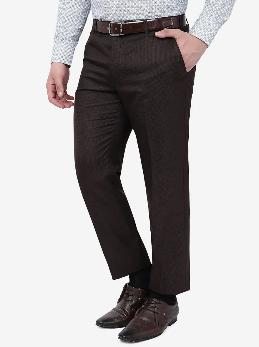 Brown Solid Classic Fit Formal Trouser | JadeBlue