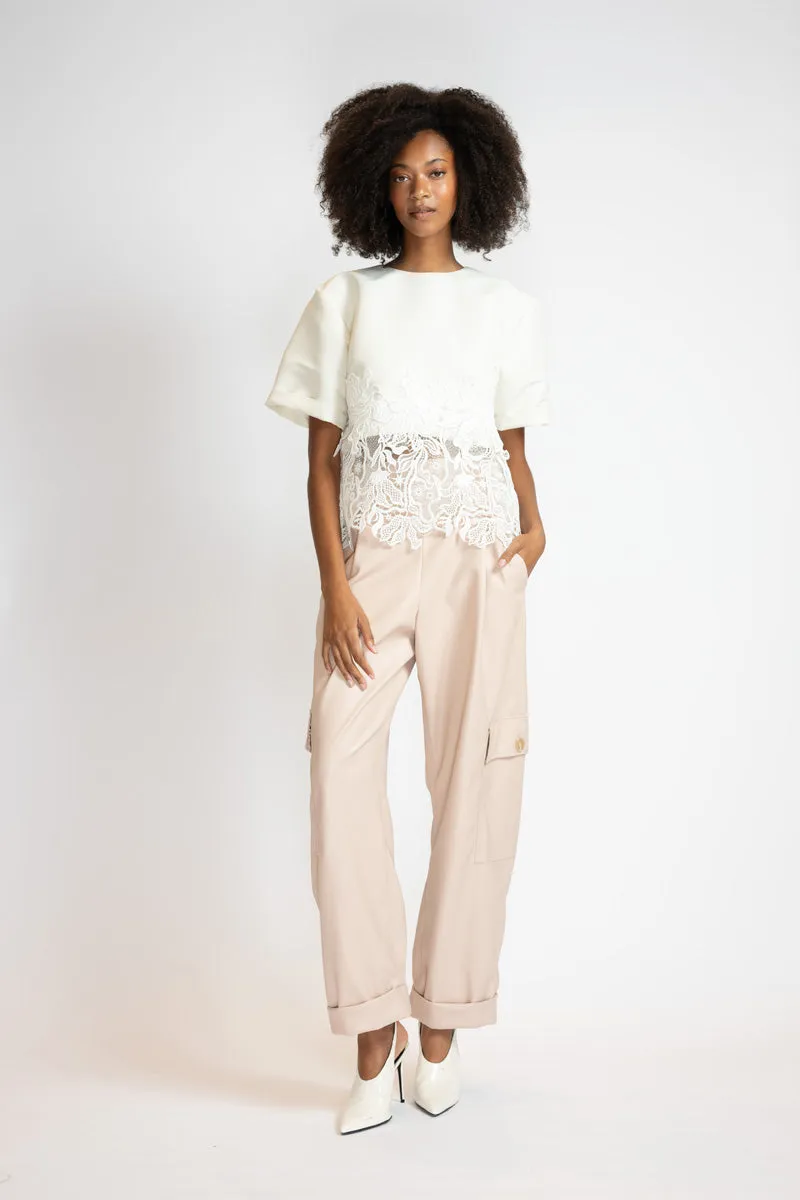 Buff Vegan Leather Cargo Pants