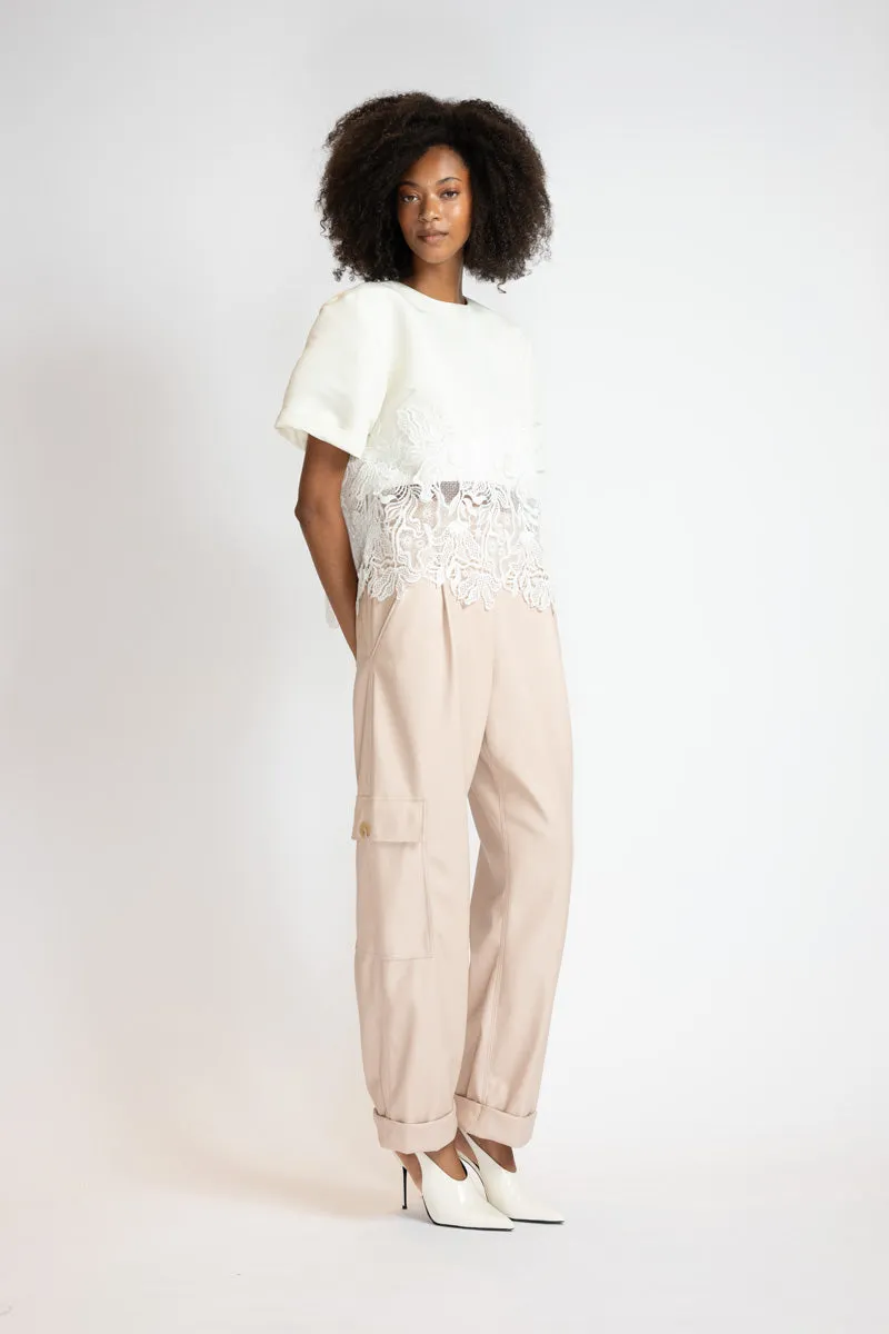 Buff Vegan Leather Cargo Pants