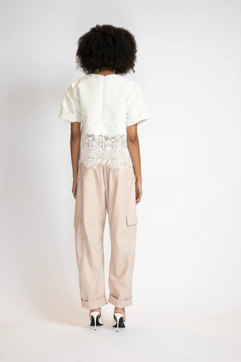 Buff Vegan Leather Cargo Pants
