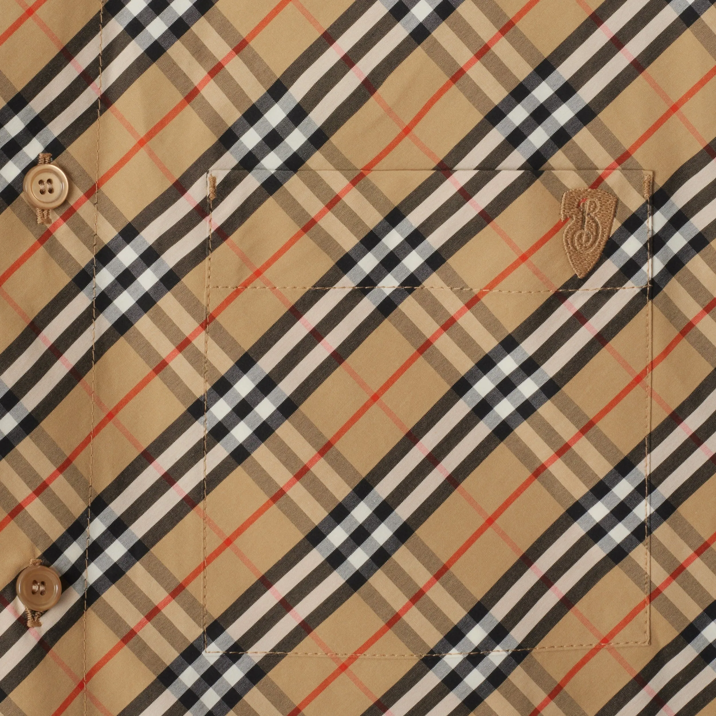 Burberry Cropped Check Cotton Shirt in Sand