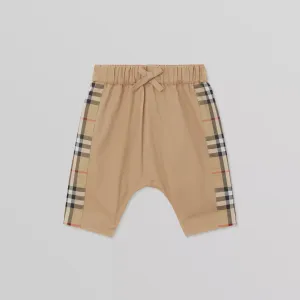 Burberry Vintage Check Panel Cotton Twill Trousers