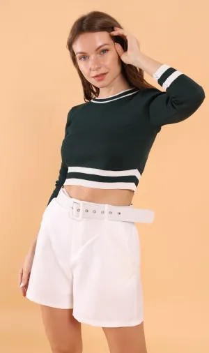 CAMILA Cropped Knit Sweater (Emerald Green)