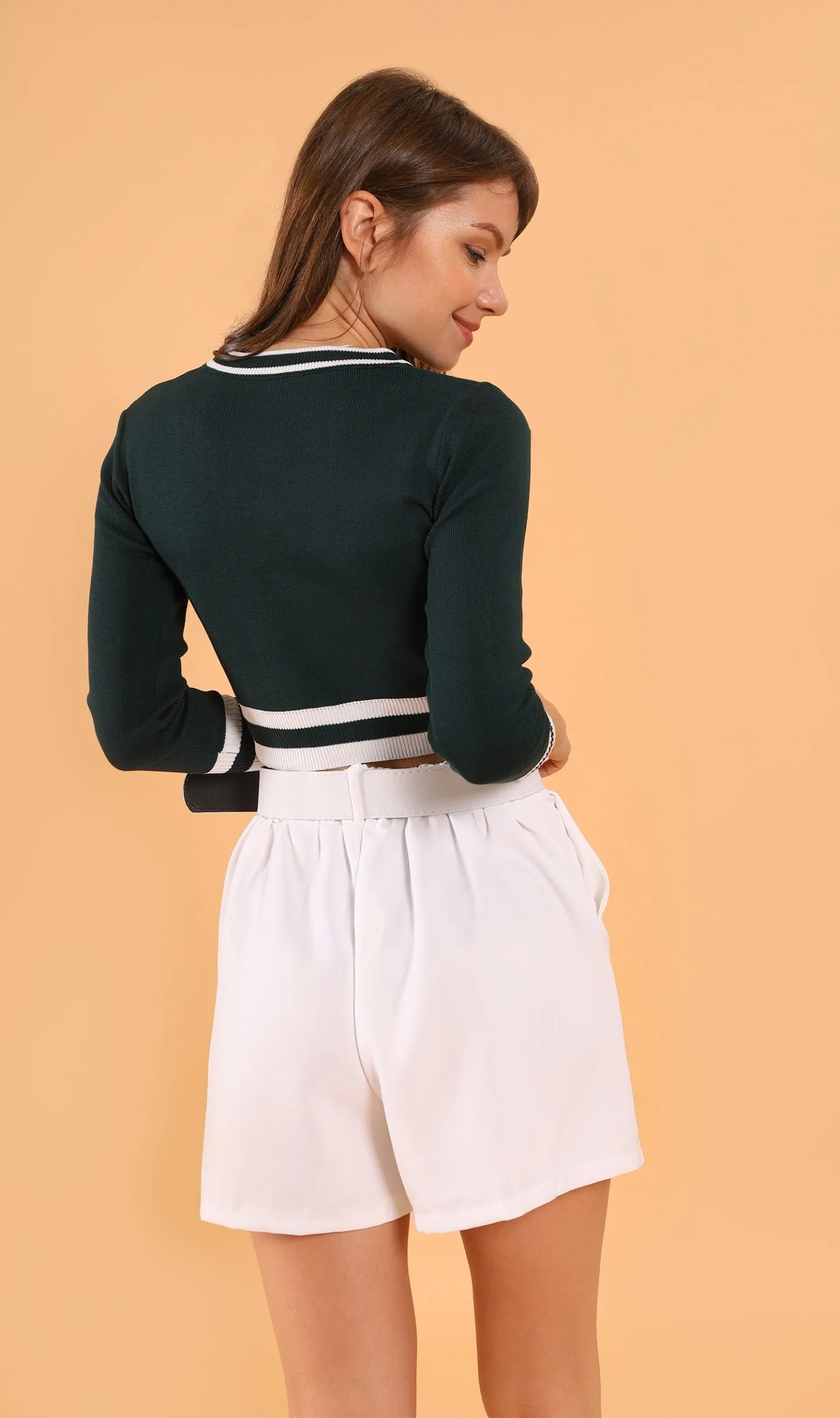 CAMILA Cropped Knit Sweater (Emerald Green)