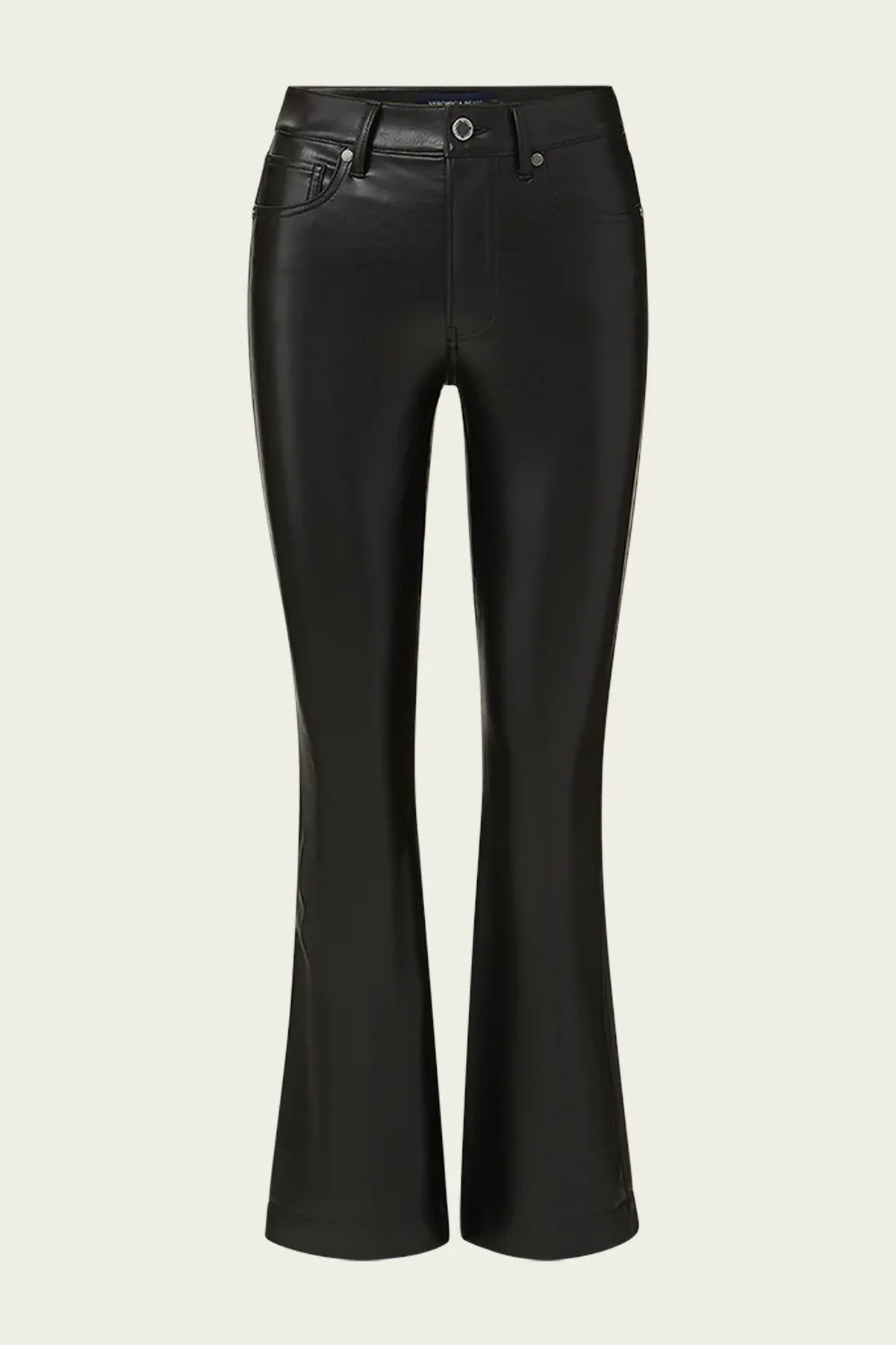 Carson Vegan Leather Kick-Flare Pant in Black