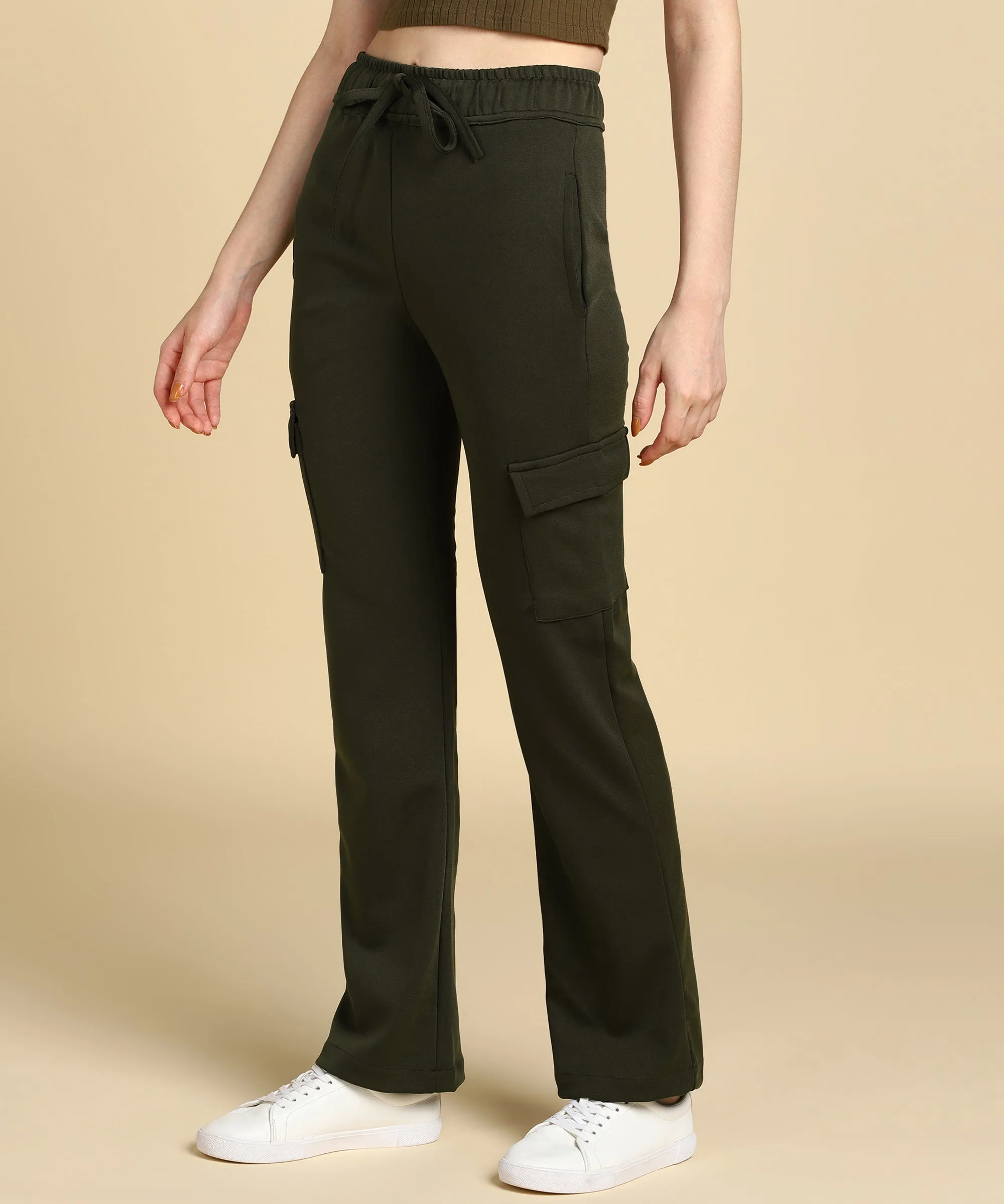 Casual High-Waisted Parallel Cargo Pants