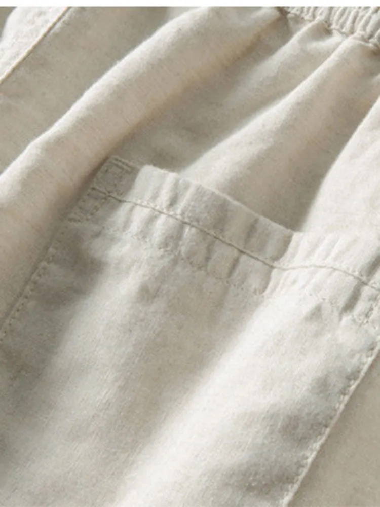 Casual Men's Short Sleeve Shirt and Drawstring Trousers Set
