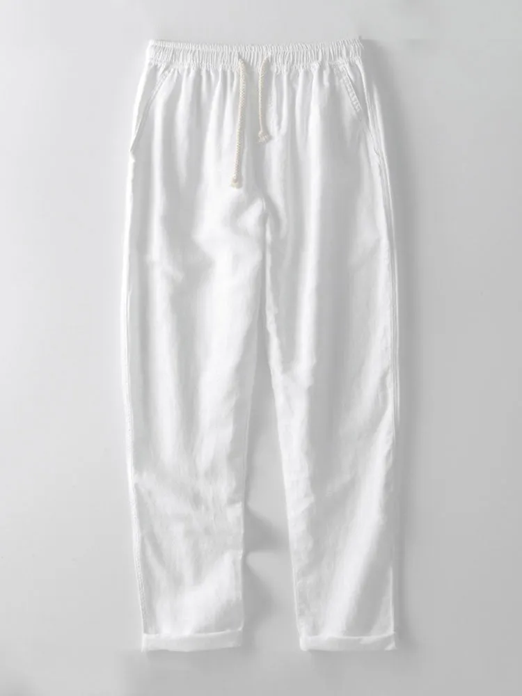 Casual Men's Short Sleeve Shirt and Drawstring Trousers Set