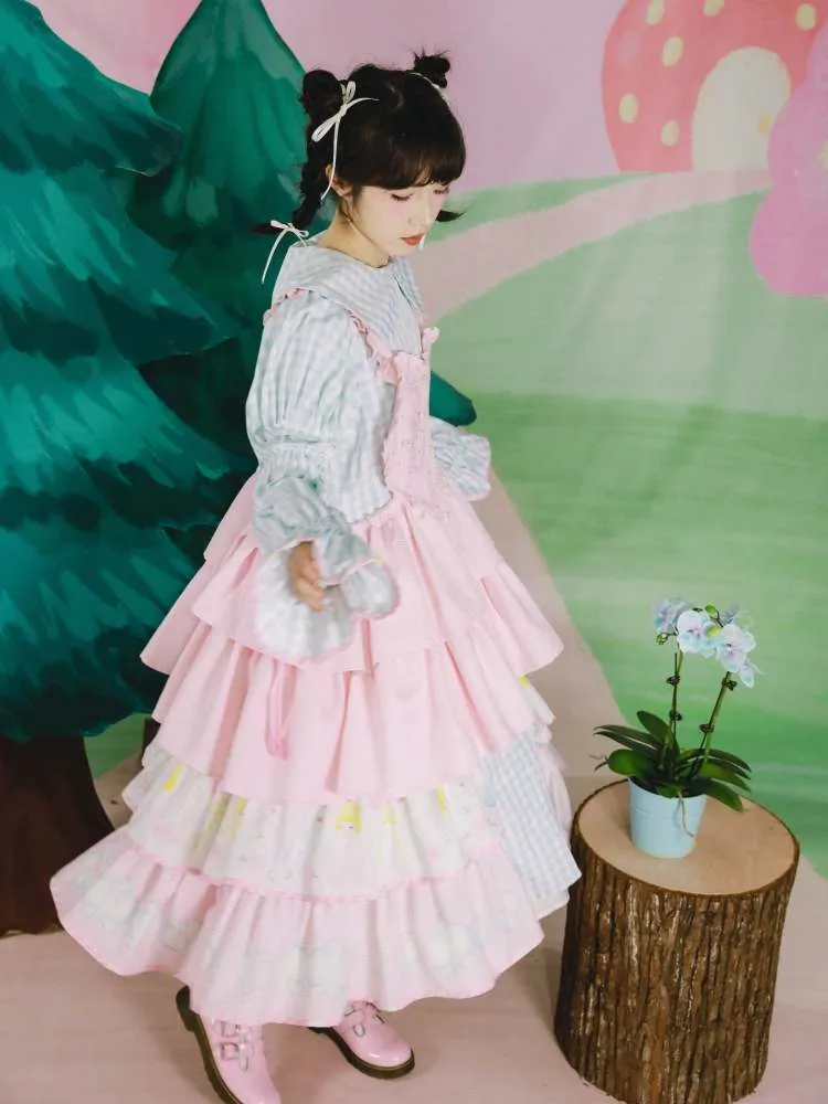 Cat Embroidered Heart Apron Dress