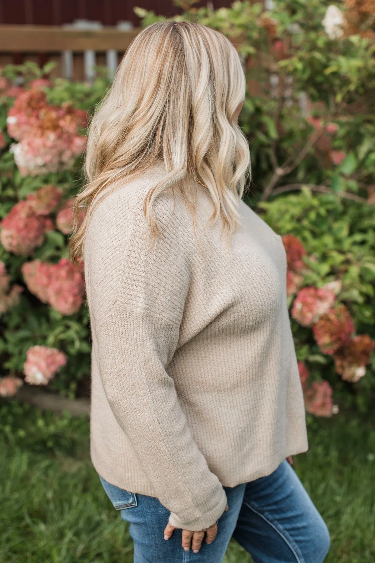 Cause A Commotion Knit Sweater- Oatmeal