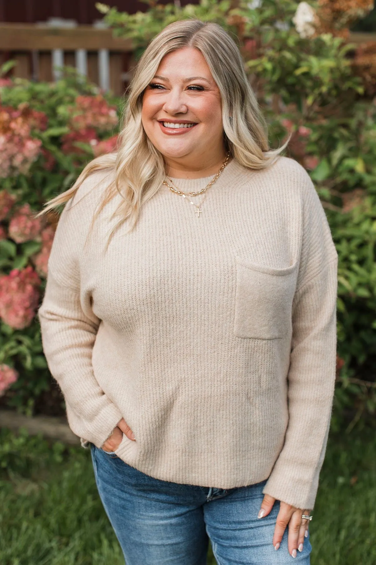 Cause A Commotion Knit Sweater- Oatmeal