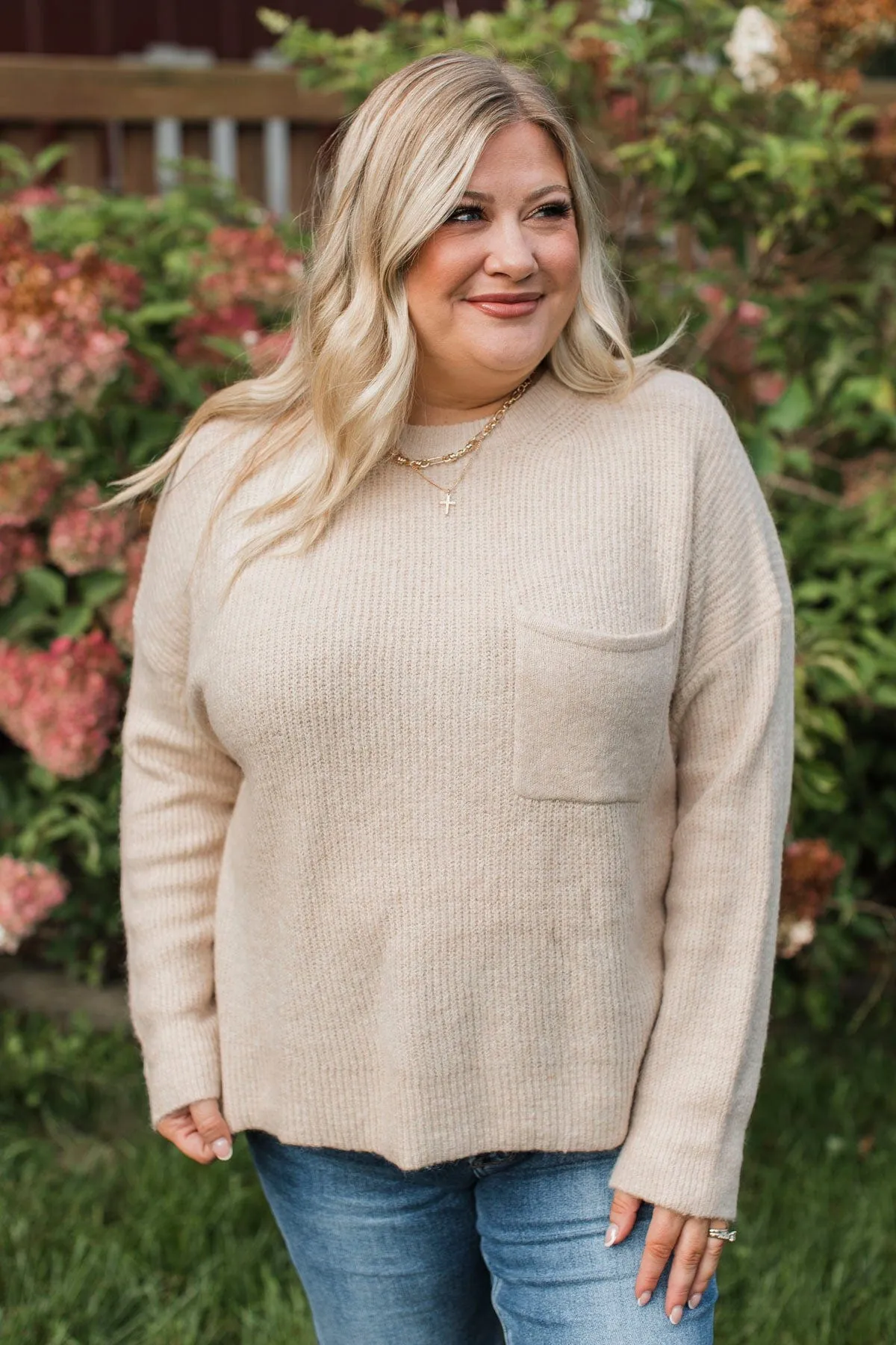 Cause A Commotion Knit Sweater- Oatmeal