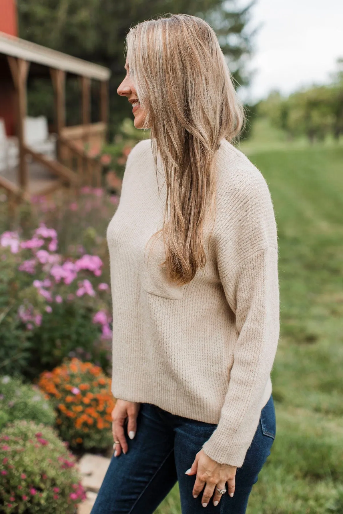 Cause A Commotion Knit Sweater- Oatmeal