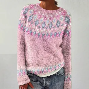 Charming Pink Knit Figure Sweater