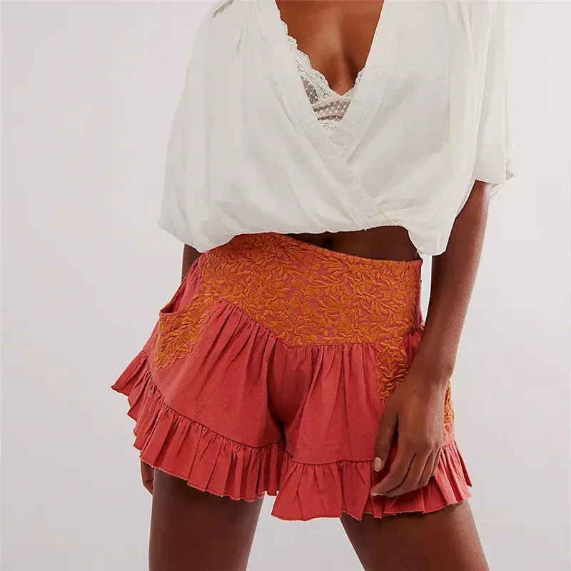Chelsea Embroidered Ruffle Pocket Shorts