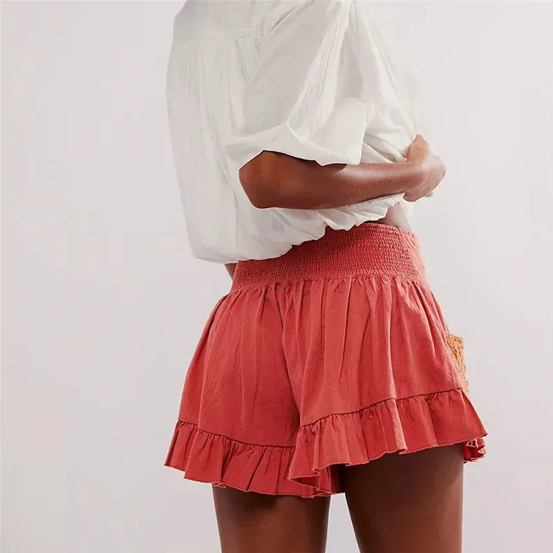 Chelsea Embroidered Ruffle Pocket Shorts