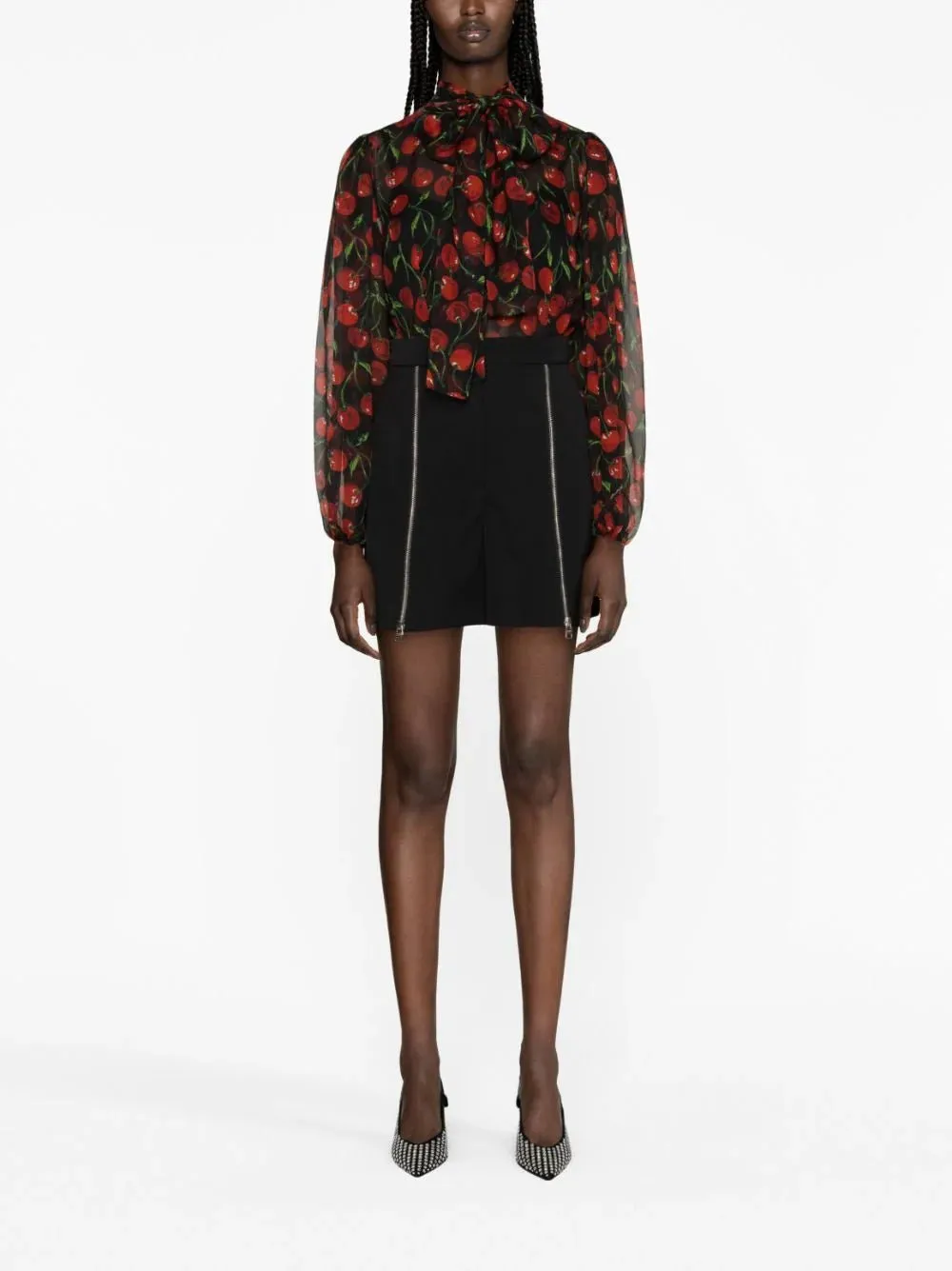 Cherry-Print Silk Blouse