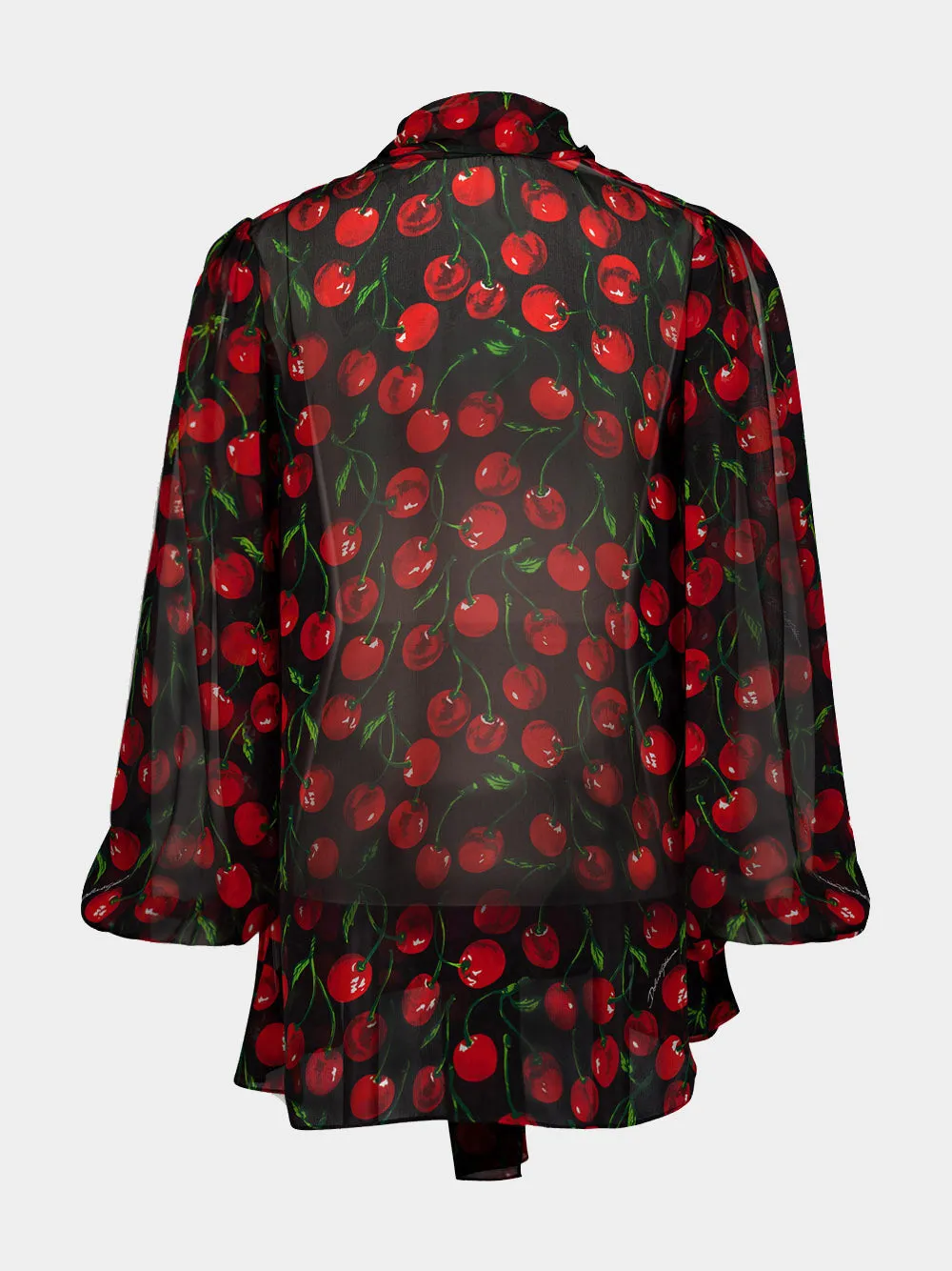 Cherry-Print Silk Blouse
