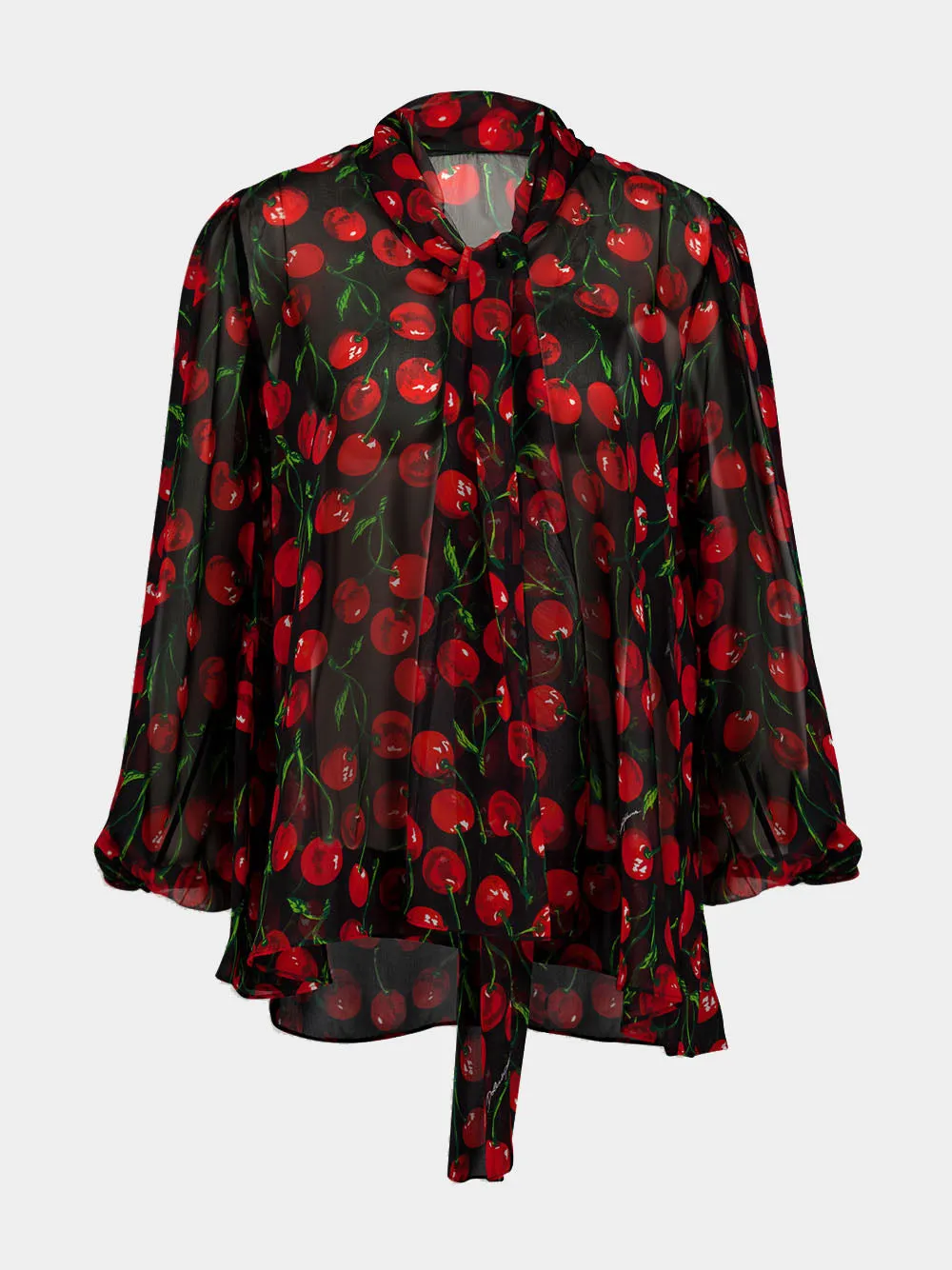 Cherry-Print Silk Blouse