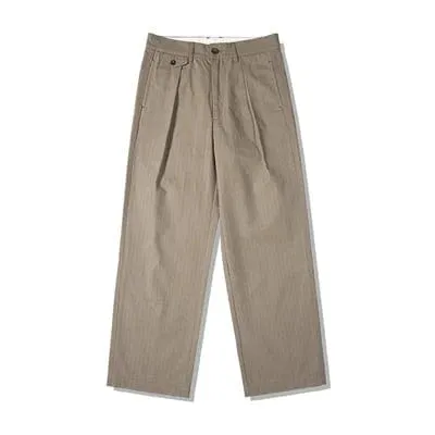 Christopher Mosley Herringbone Wide Leg Pleated Trousers