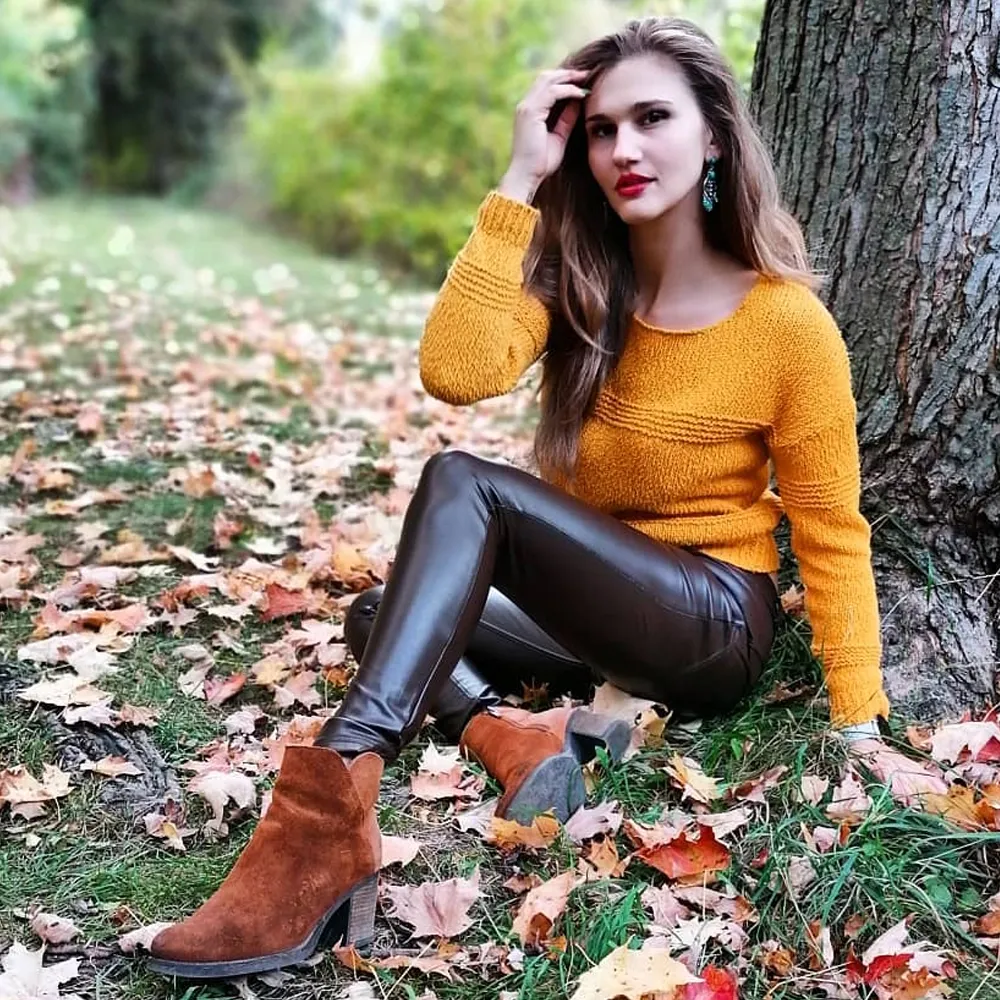 CityHottie - Melody Brown Leather Pants Vintage Trausers Women Leggings Pvc Sexy Comfortable Moto Work Pants Woman Vinyl Trousers
