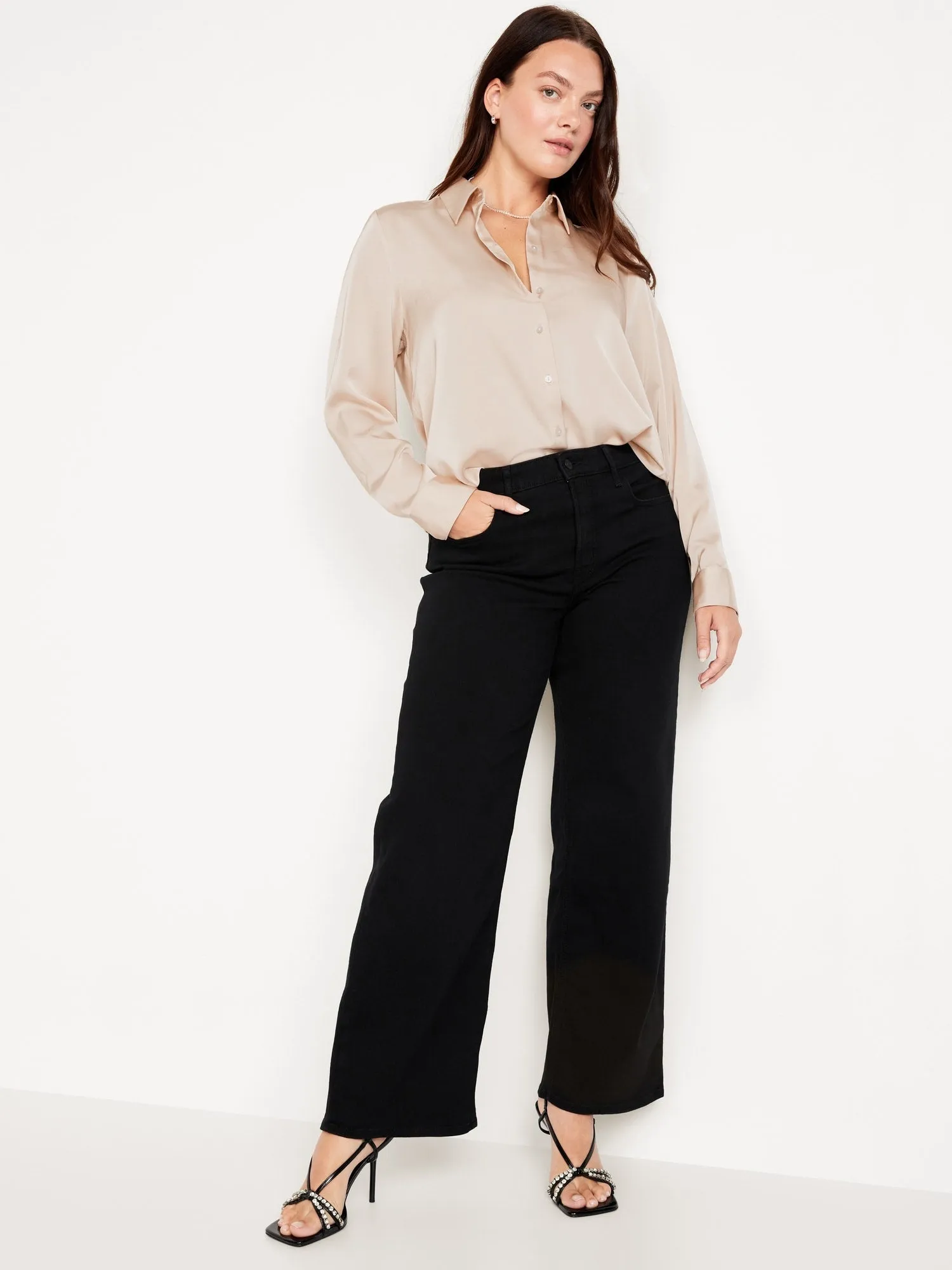 Classic Button-Down Satin Shirt