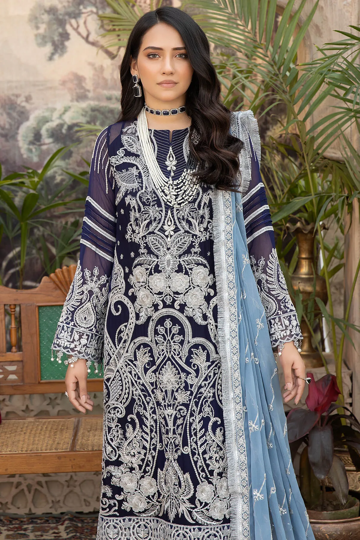 Classic Purple Silver embroidered Pakistani Salwar Kameez Dupatta