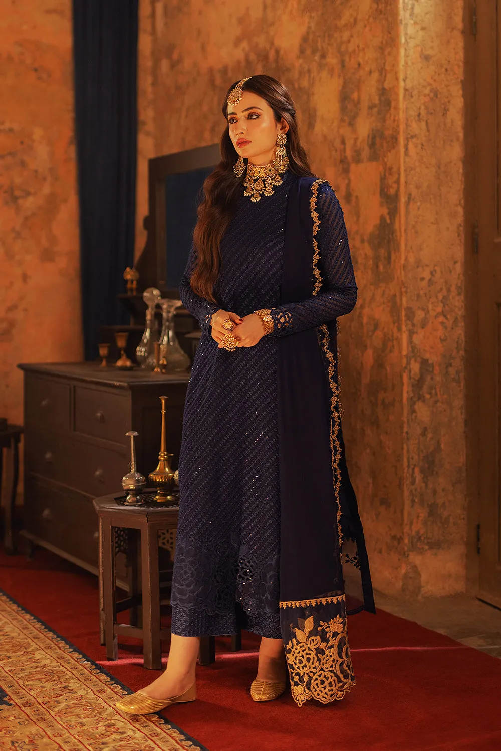 Classic Regal Blue Pakistani Salwar Kameez with Dupatta Dress