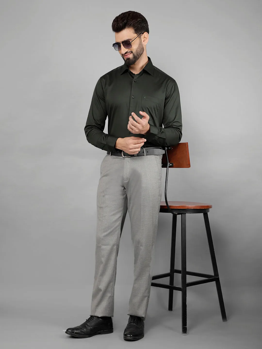 COBB MENS GREY FORMAL TROUSERS