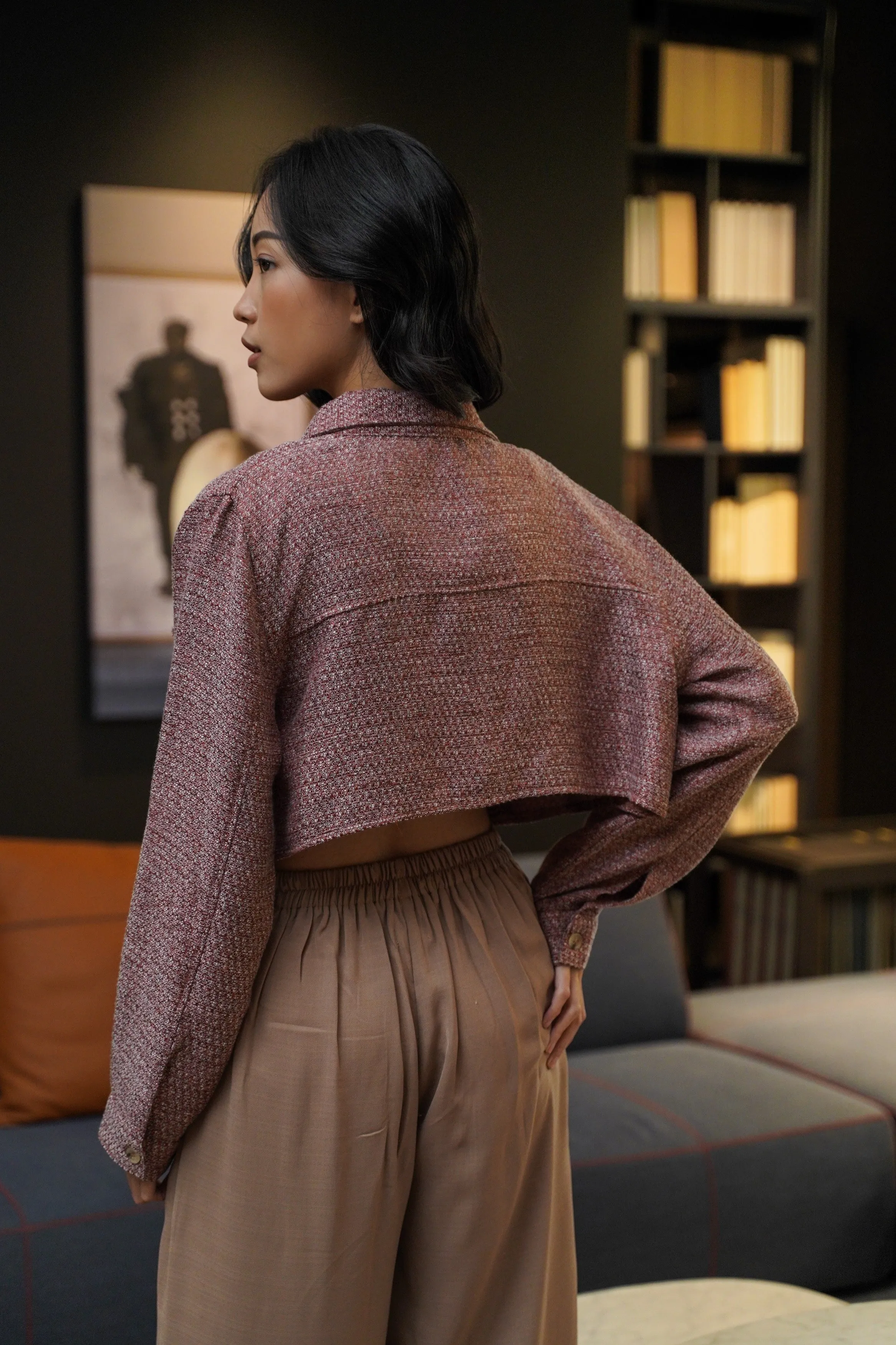 COCO CROPPED JACKET IN SUNSET RED