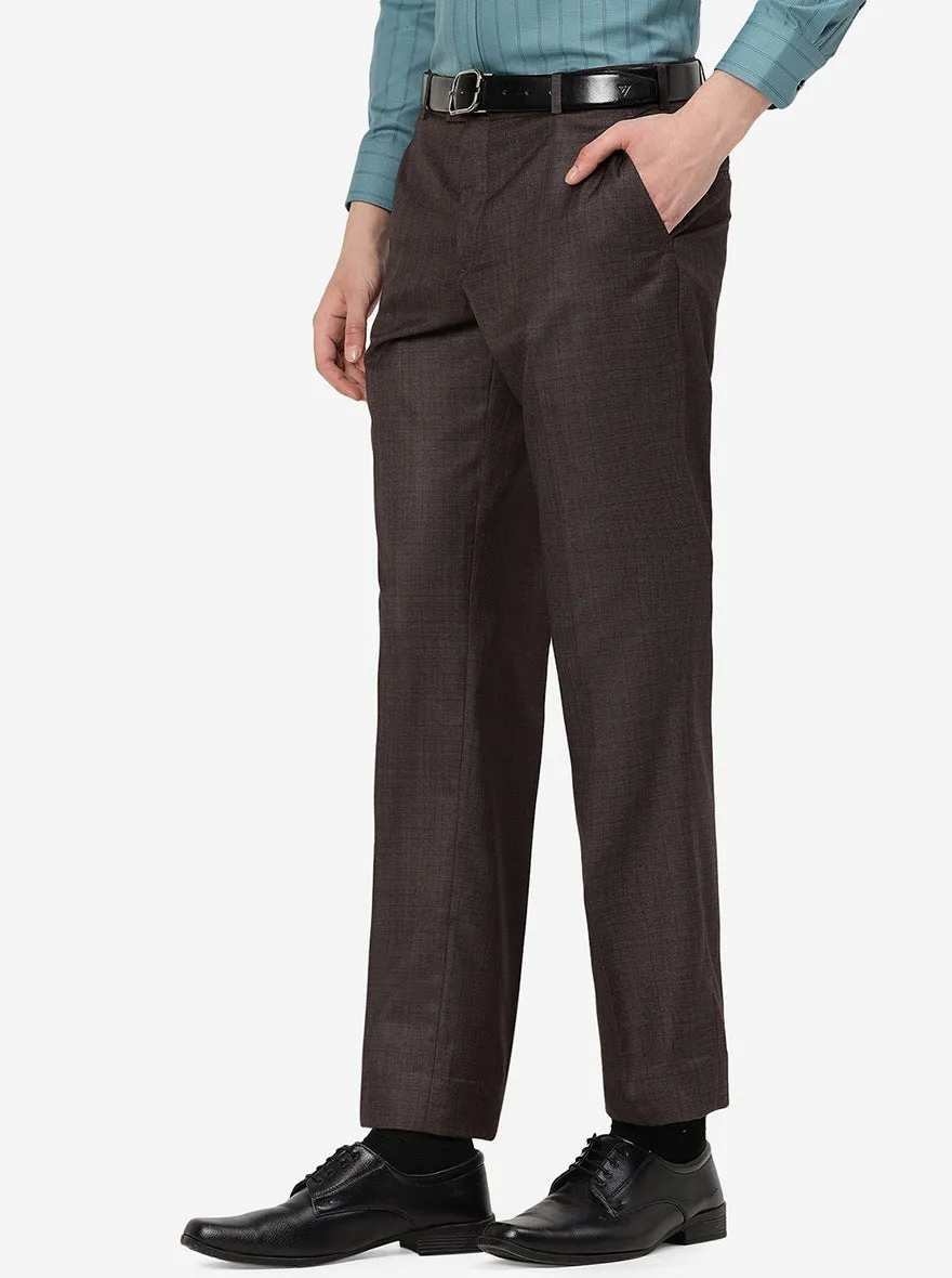 Coffee Brown Solid Classic Fit Formal Trouser | JadeBlue