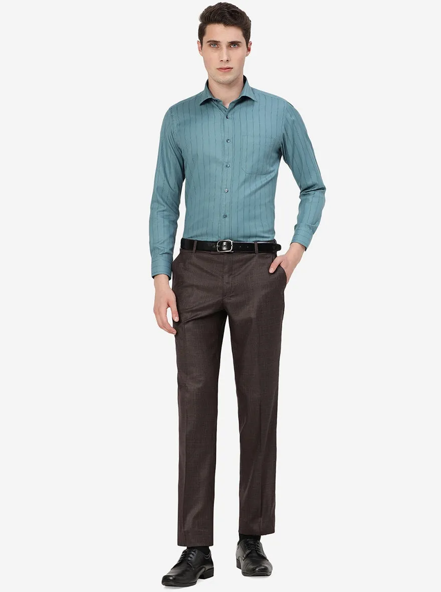 Coffee Brown Solid Classic Fit Formal Trouser | JadeBlue