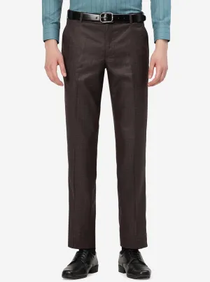 Coffee Brown Solid Classic Fit Formal Trouser | JadeBlue
