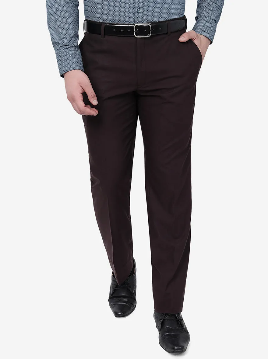 Coffee Brown Solid Classic Fit Formal Trouser | JadeBlue