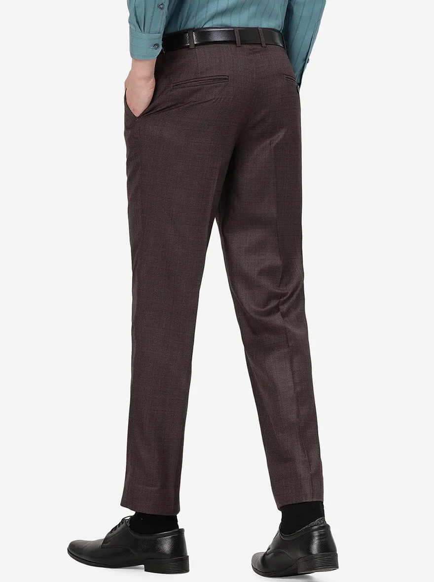 Coffee Brown Solid Classic Fit Formal Trouser | JadeBlue