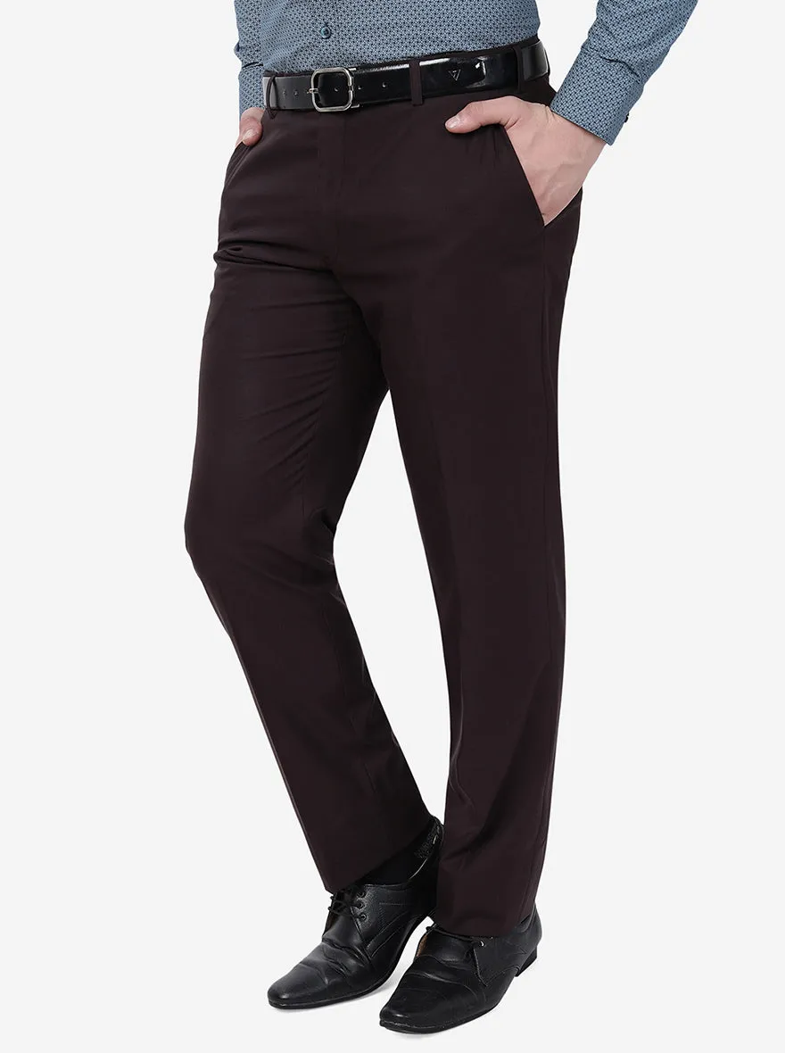 Coffee Brown Solid Classic Fit Formal Trouser | JadeBlue