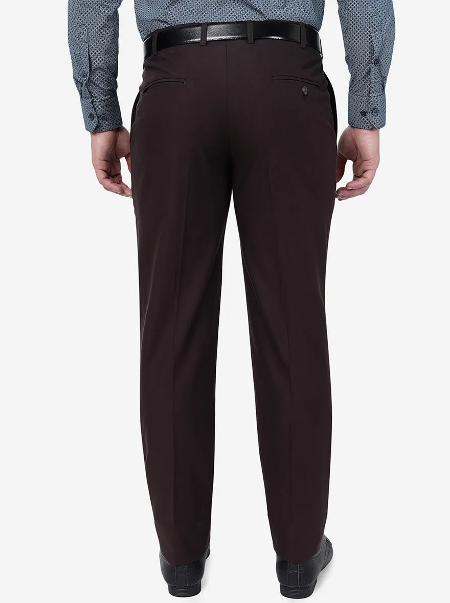 Coffee Brown Solid Classic Fit Formal Trouser | JadeBlue