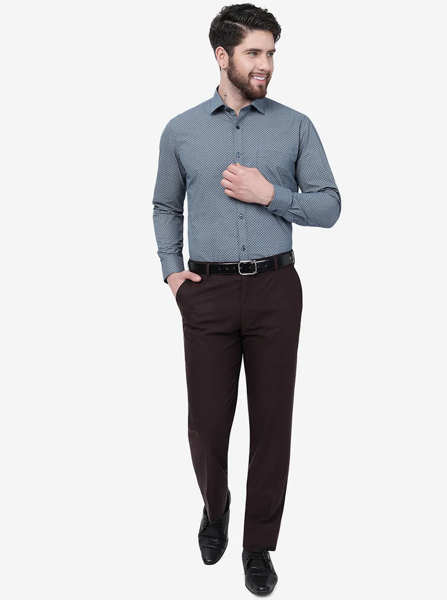 Coffee Brown Solid Classic Fit Formal Trouser | JadeBlue