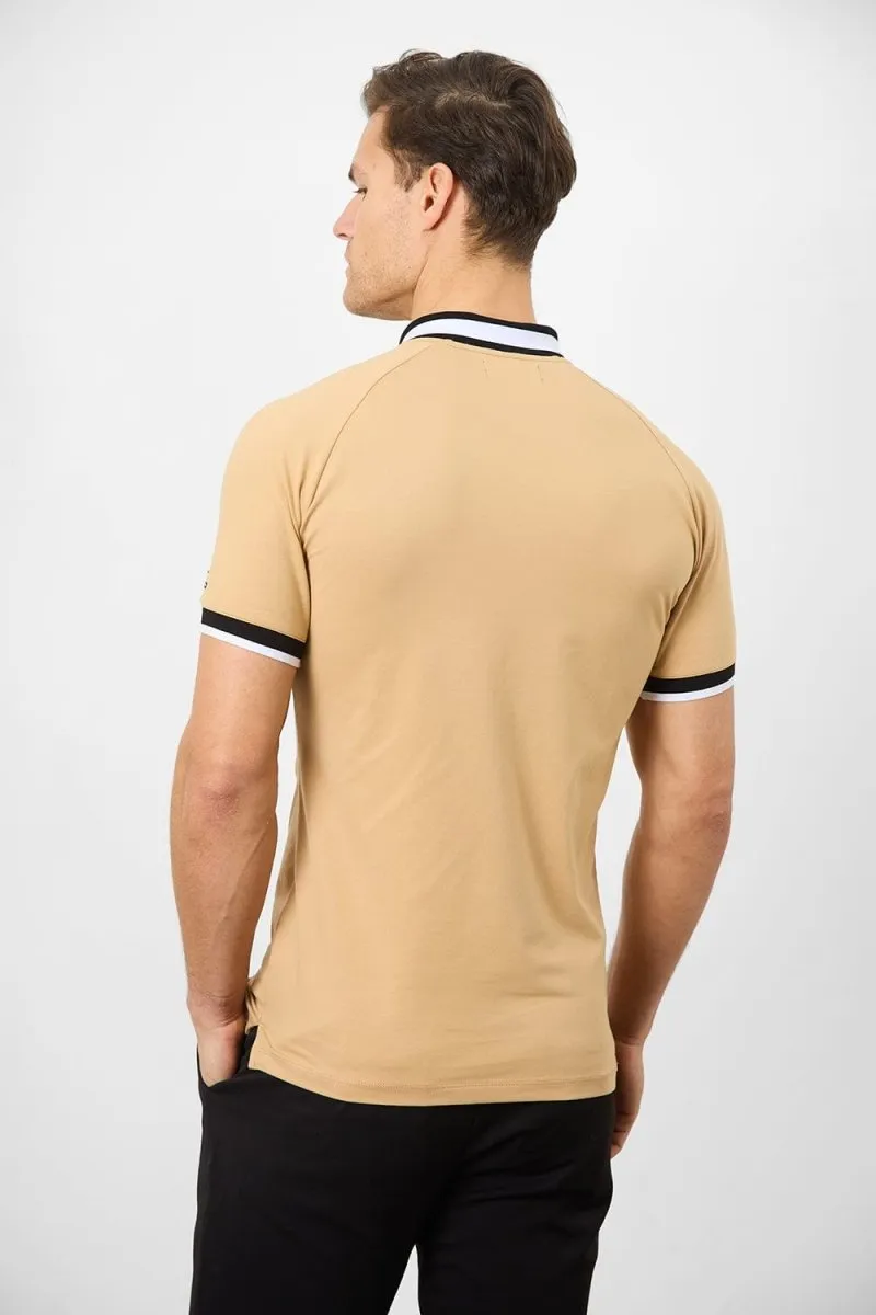 Contrast Collar Polo Shirt in Caramel