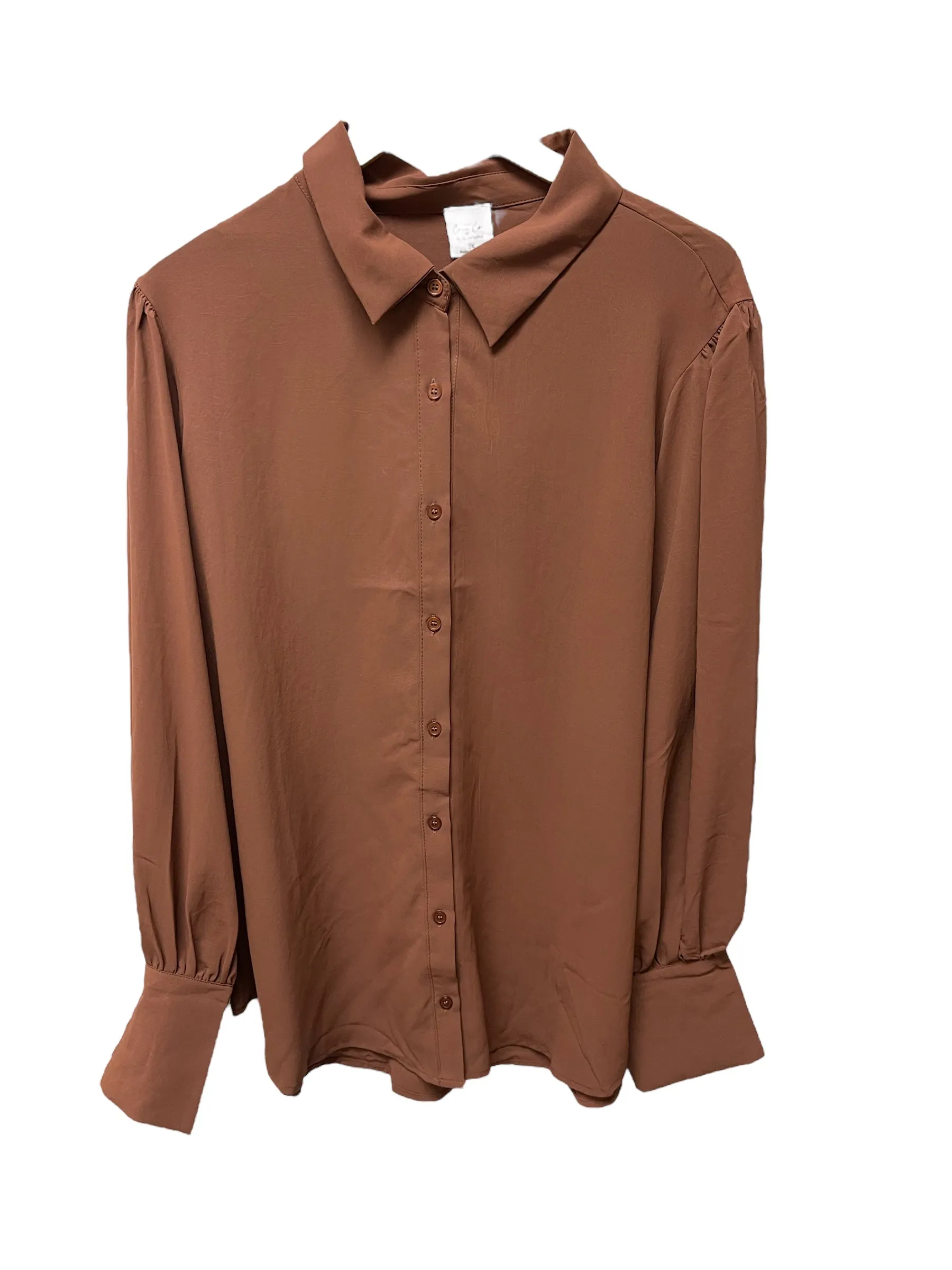 Copper Long Cuff Lantern Puff Sleeve Blouse