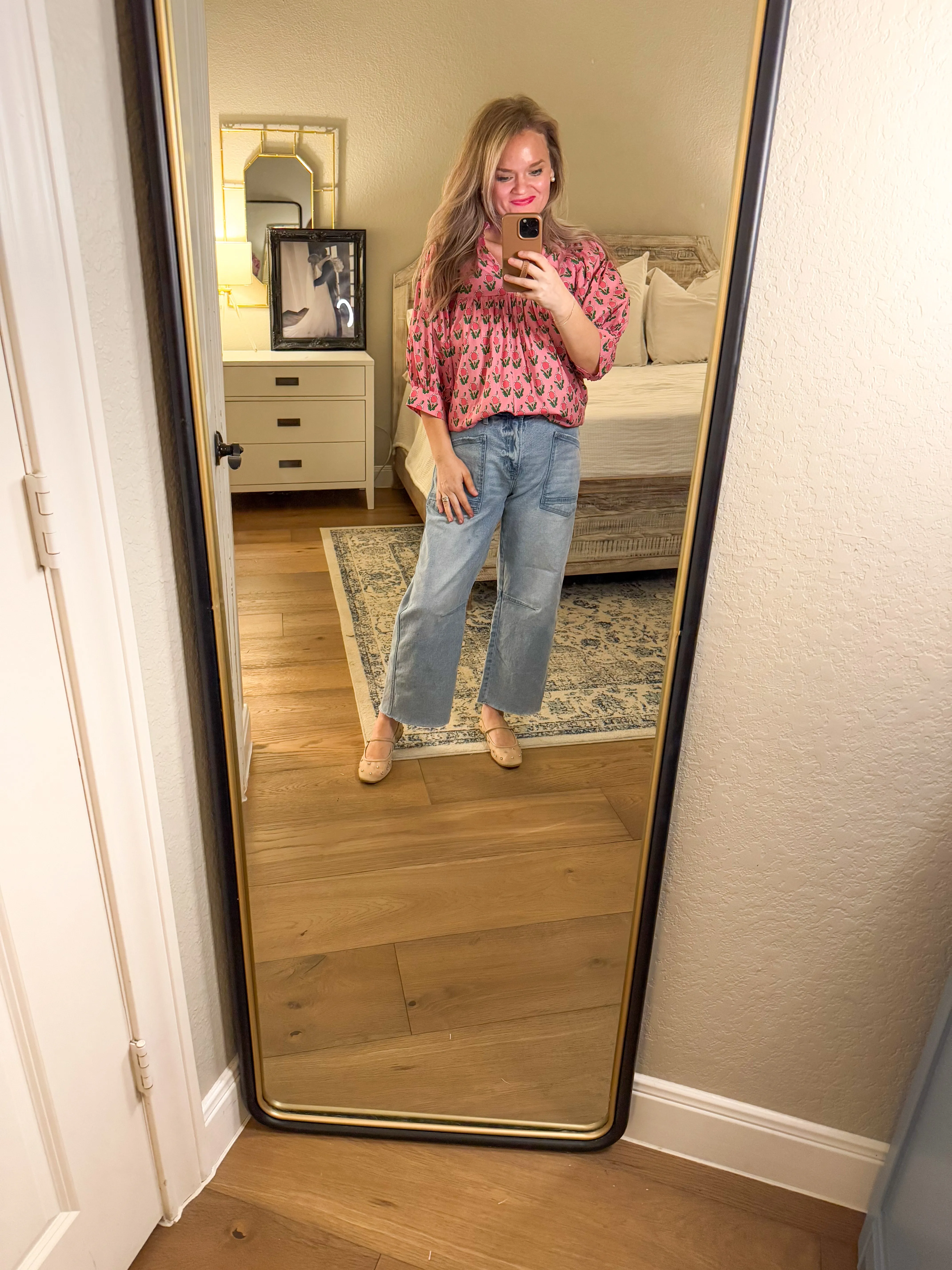 Coral & Pink Flower Blouse