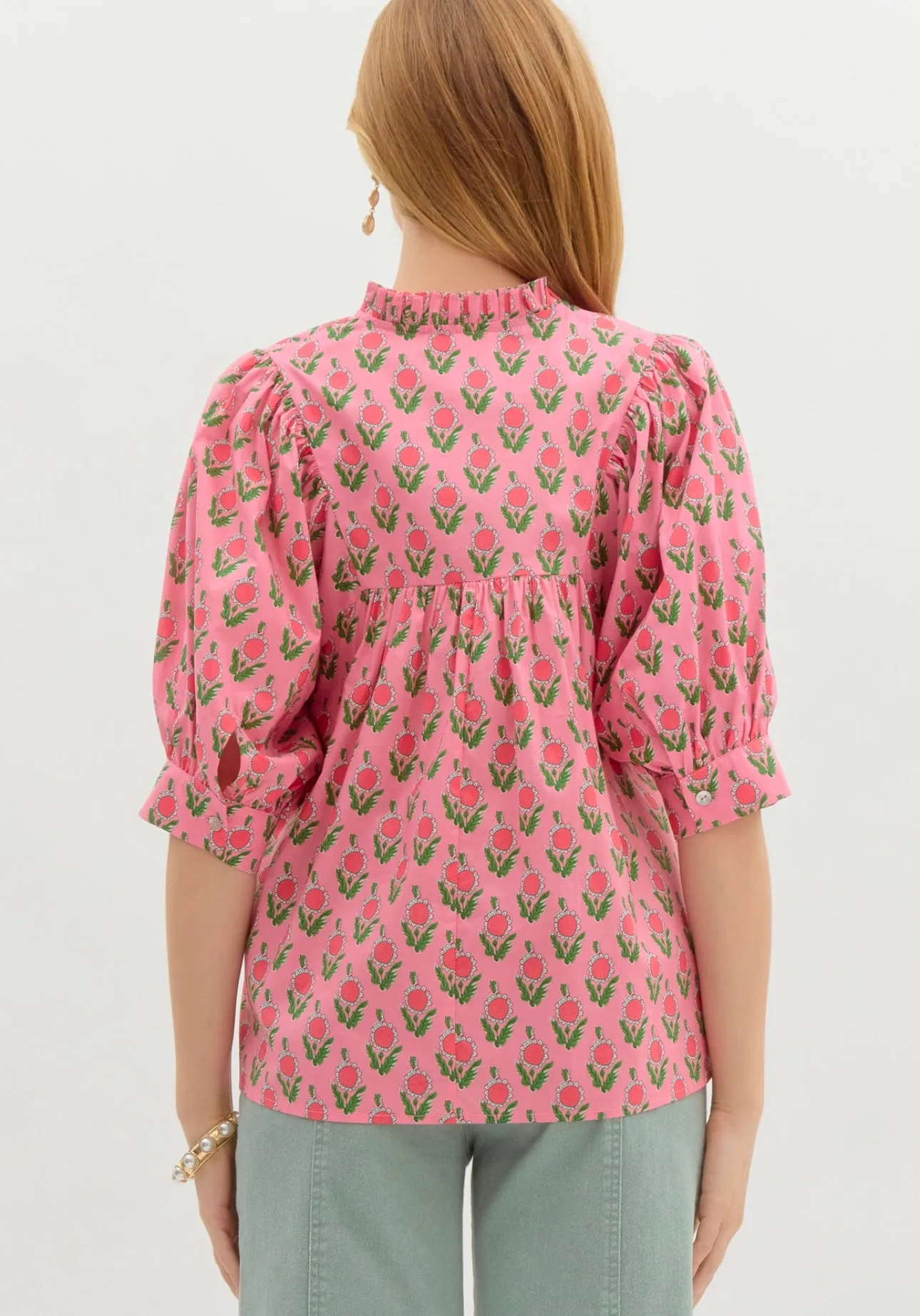 Coral & Pink Flower Blouse