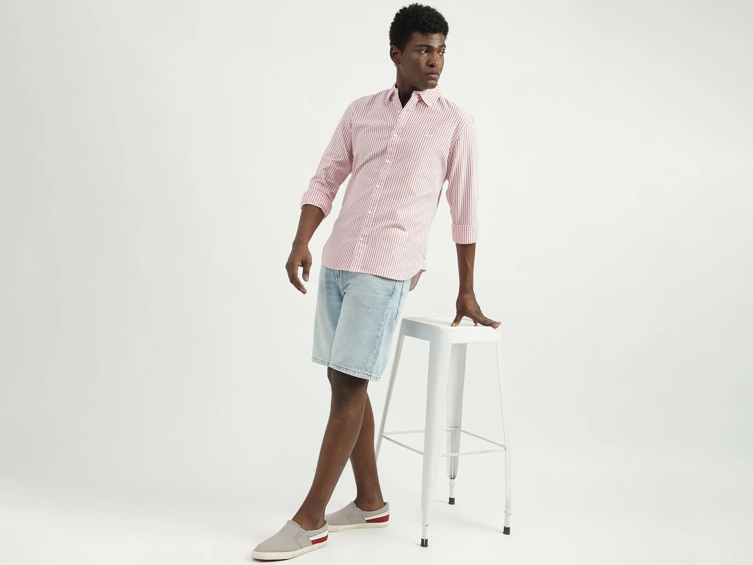 Cotton Striped Spread Collar Mens Shirts