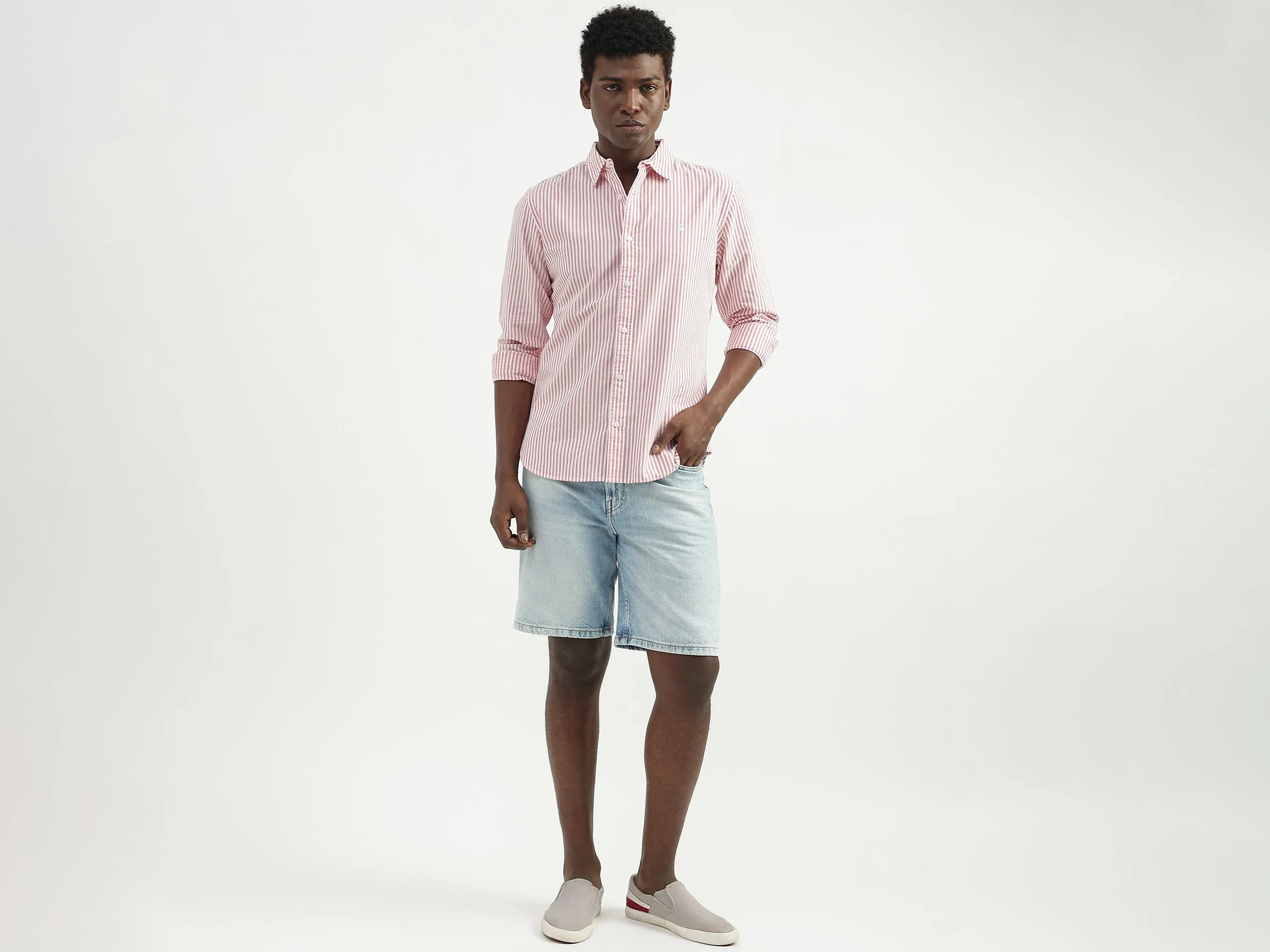 Cotton Striped Spread Collar Mens Shirts